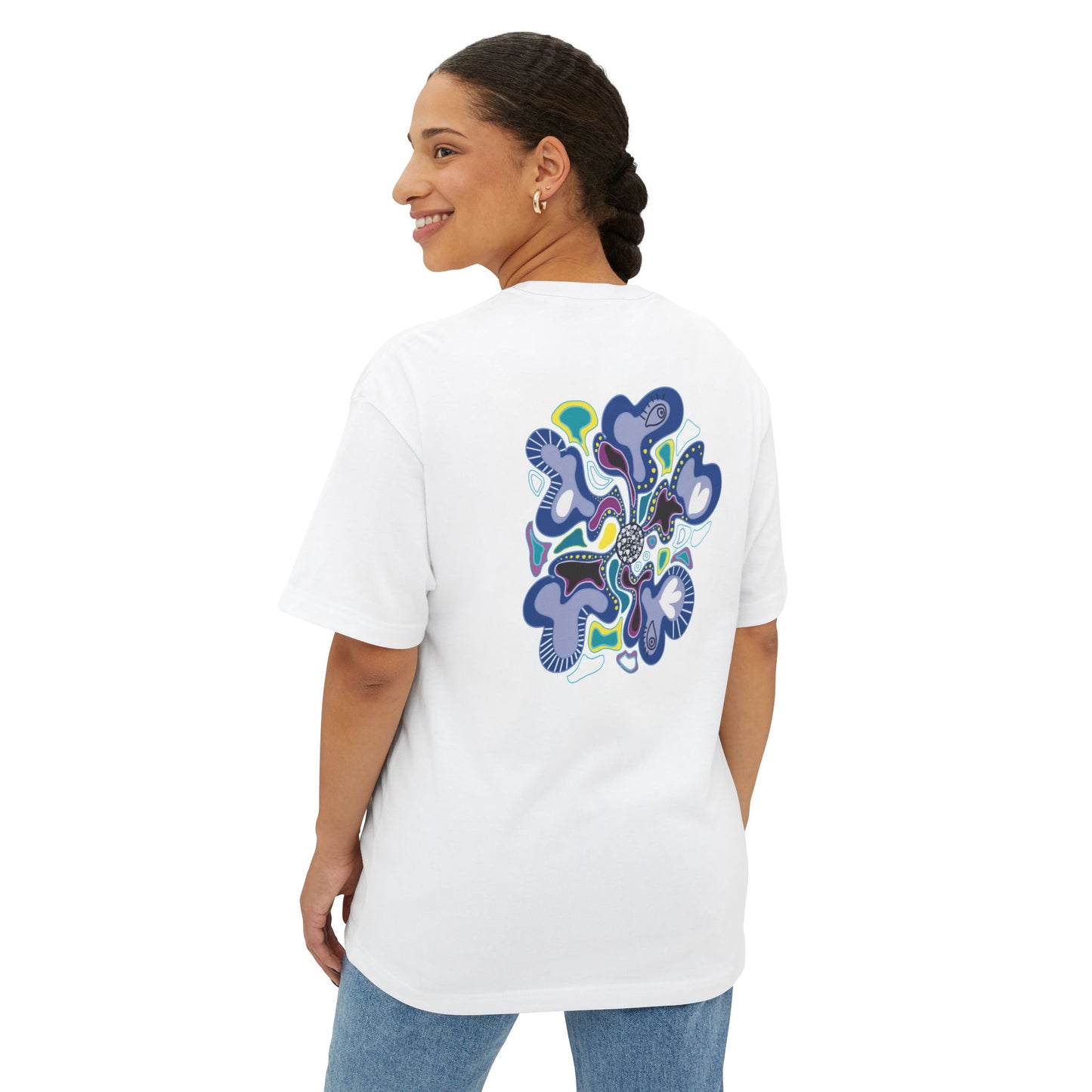 Stylish Oversized Boxy Tee with Vibrant Abstract Design, Casual Tee, Unisex T-Shirt, Summer Fashion, Relaxed Fit