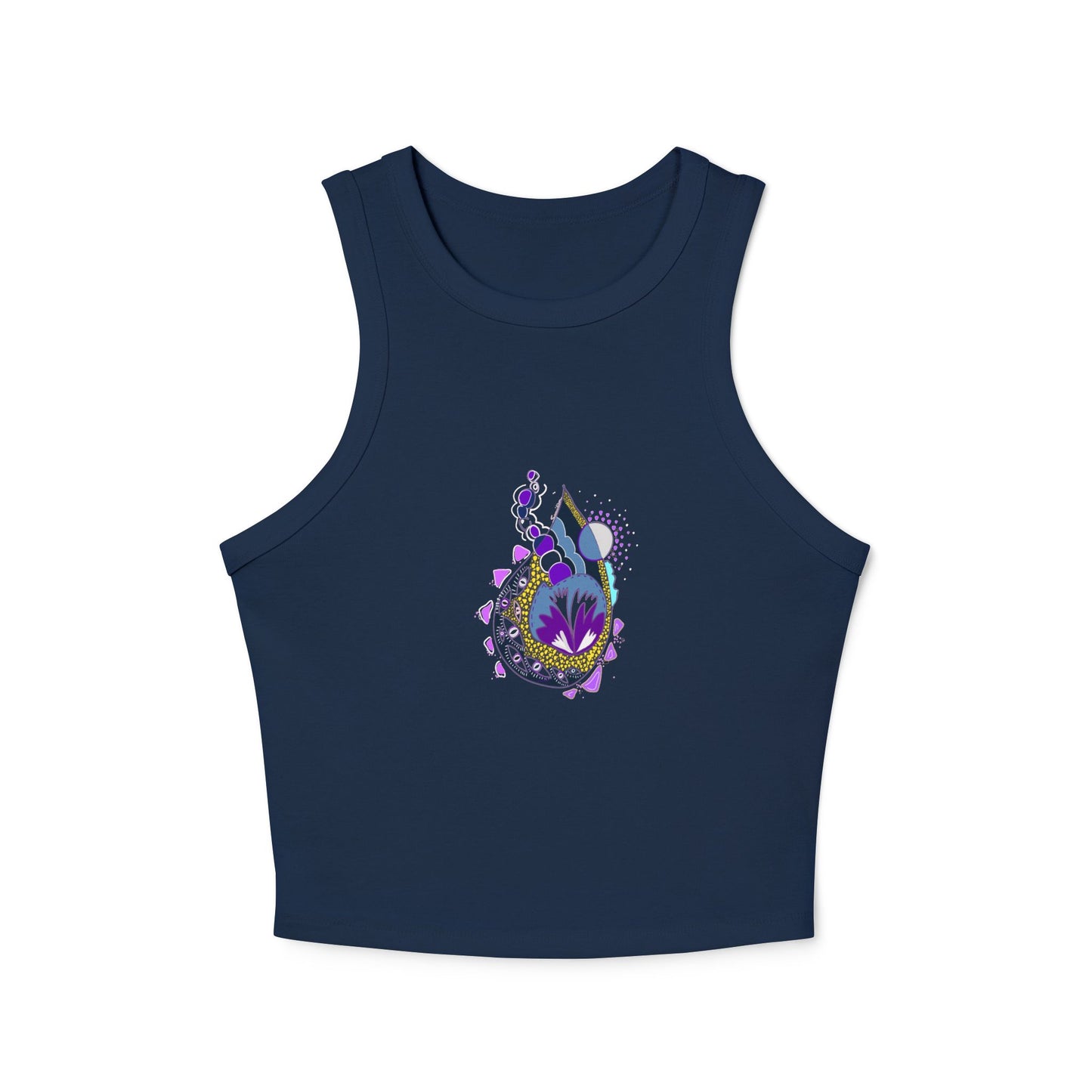 Fuel the Flame Women's Micro Rib Racer Navy Tank Top