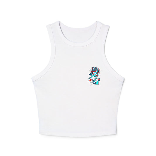 Speak in Symbols Women's Micro Rib Racer White Tank Top