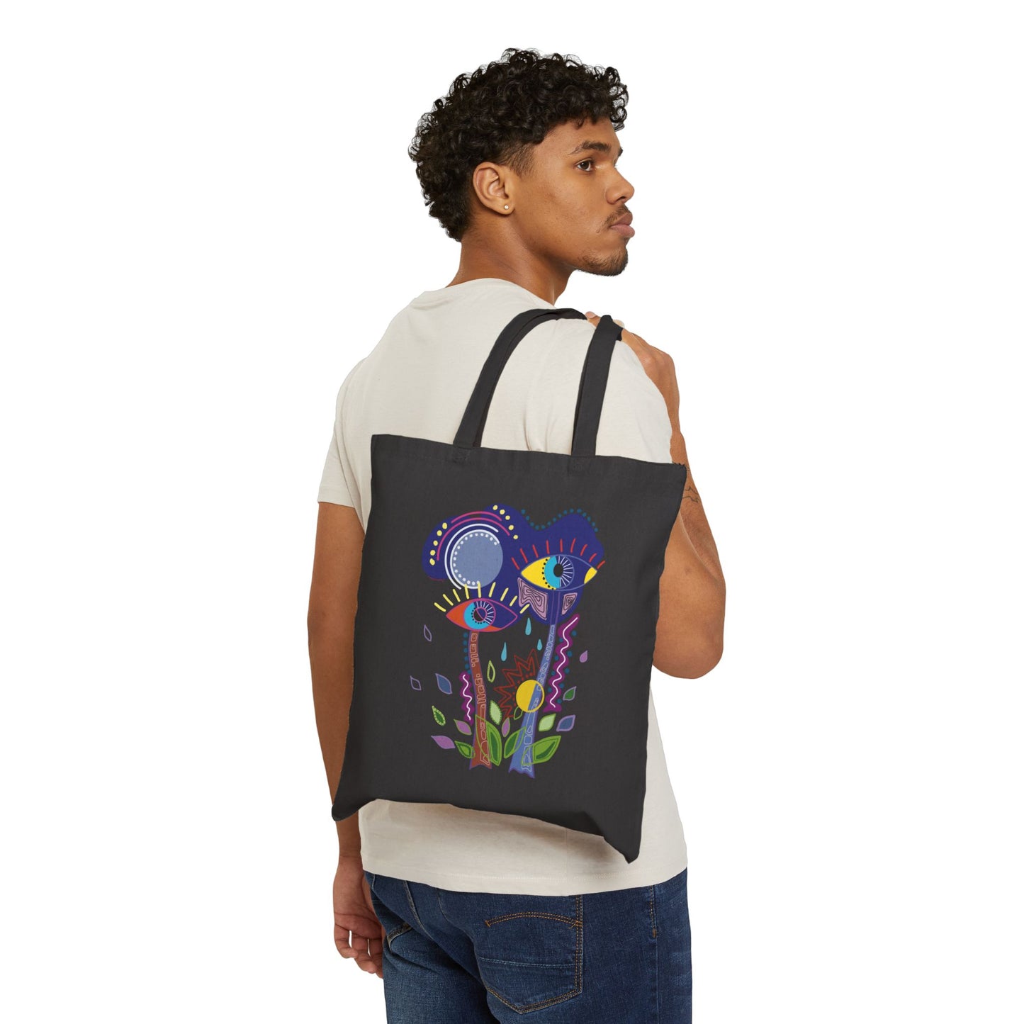 Awakened Eyes Black Tote Bag