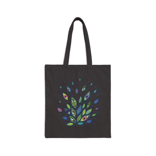 Black Tote Bag from Semiotica with a colorful design on a white background